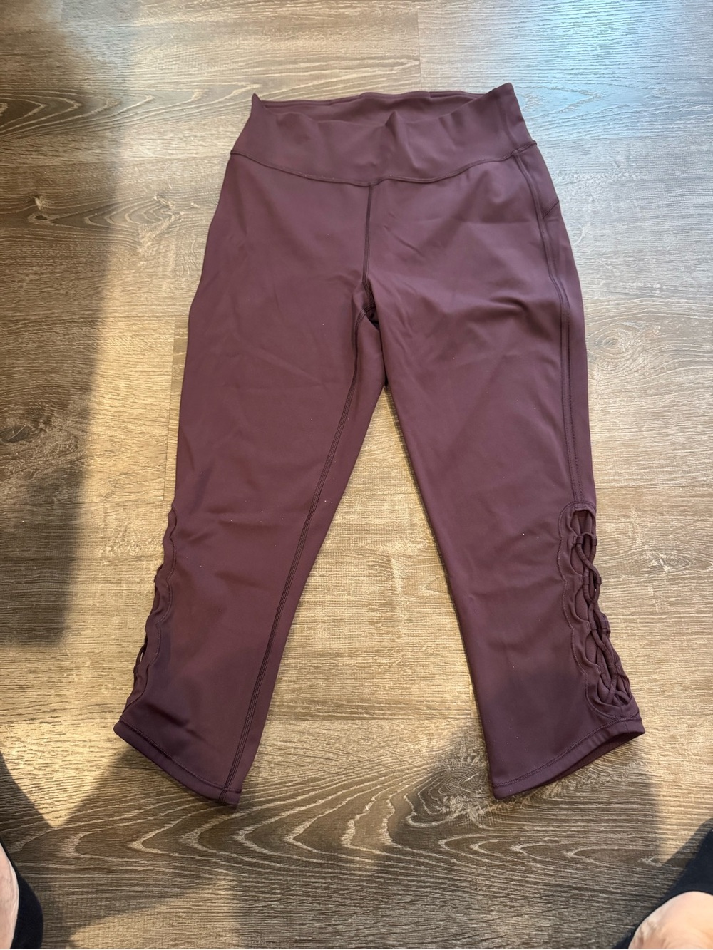 lululemon athletica Burgundy Cropped High-Rise Leggings with Side Lattice